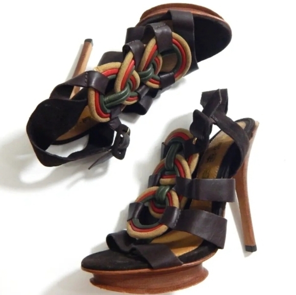 L.A.M.B. Braided Leather High Heel Sandals - Picture 4 of 6